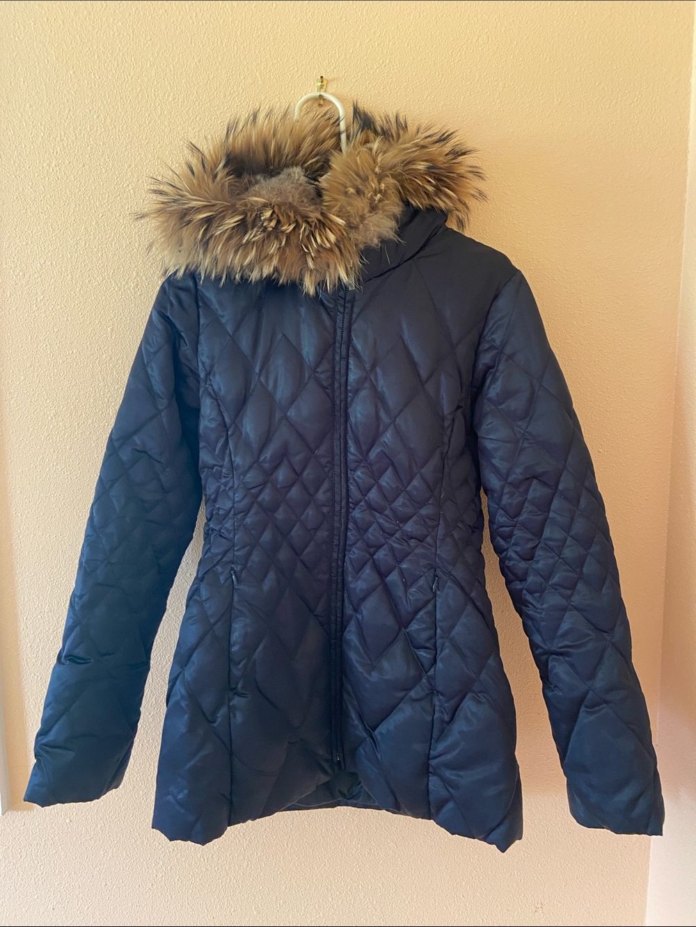 Women’s Laundry by Design Down Parka Coat, Real Raccoon Fur Hood, Size Small